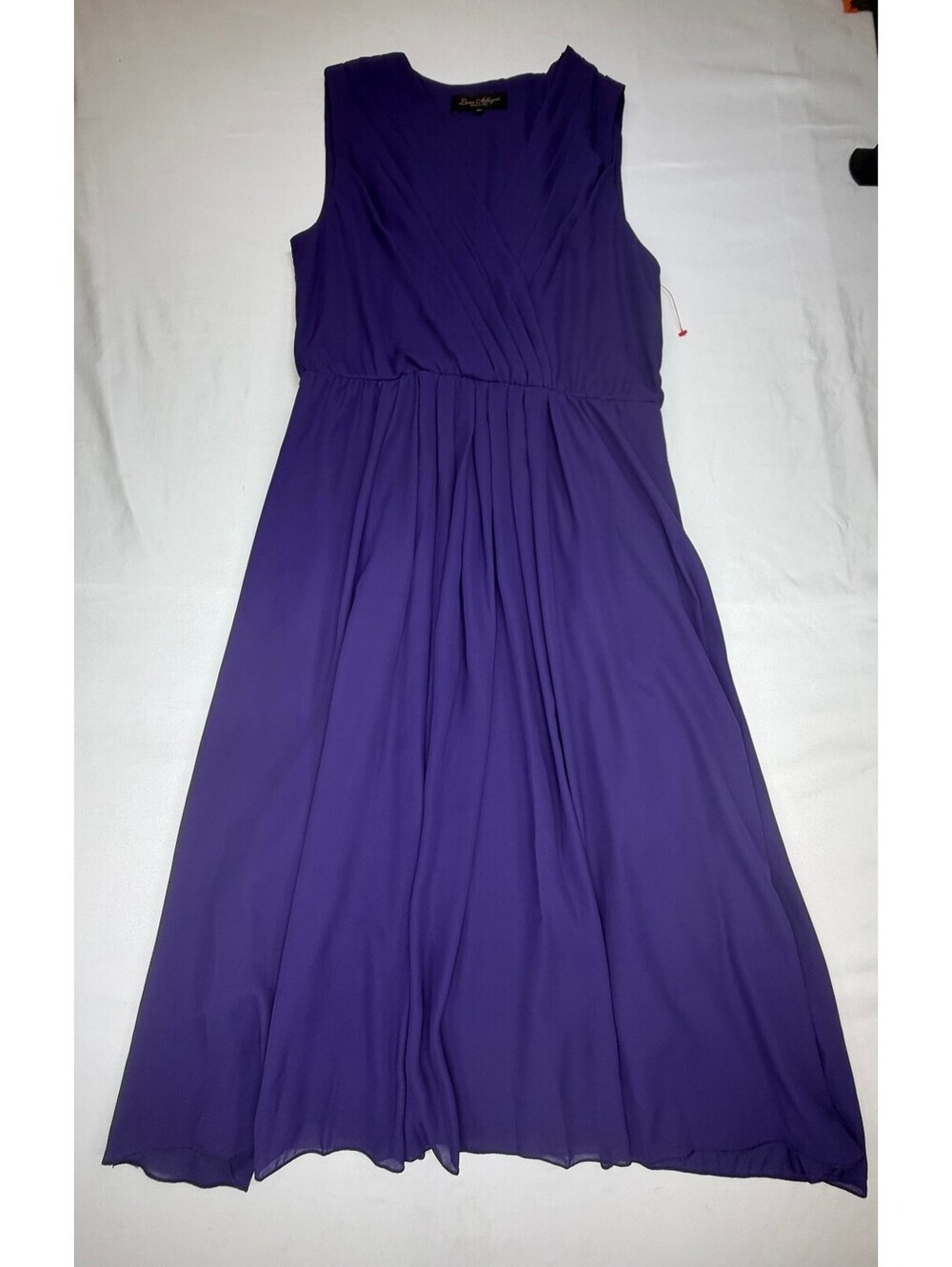 Luna Allegra Women's Midi Dress Sleeveless Pleated Faux Wrap Size XL Purple